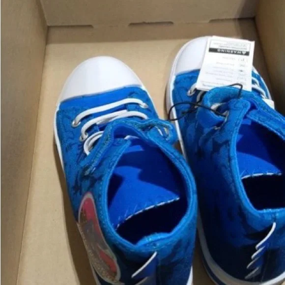 Kids Blue Dinosaur Light-Up Sneakers - Picture 2 of 5